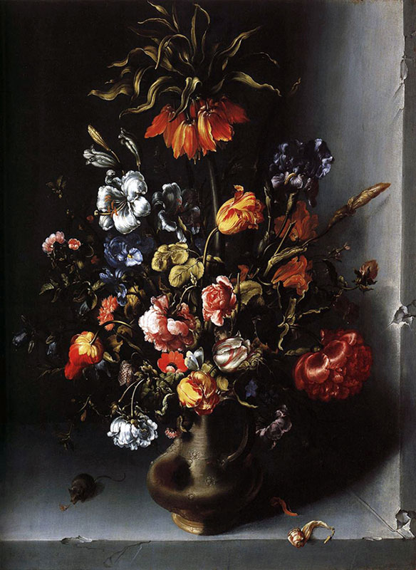 Flowers with a Fritillary in a Stone Niche